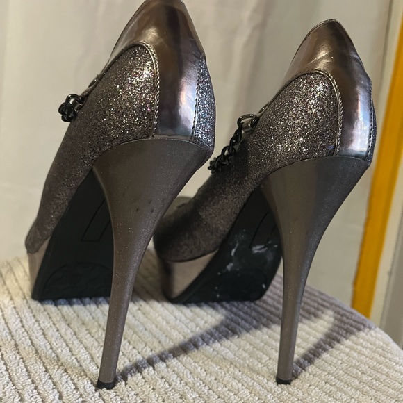 Women’s Dereon Peep Toe Platform Sequin High Heel Shoes - Picture 2 of 6